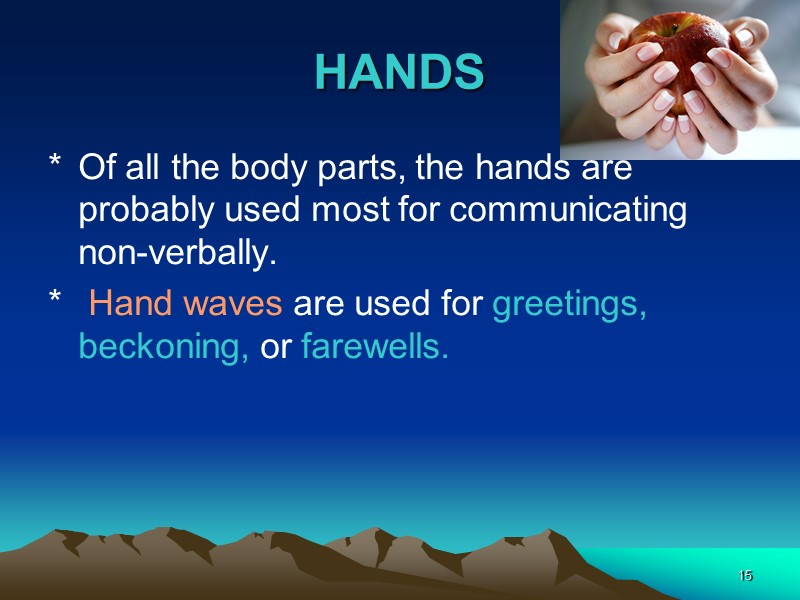 15 HANDS   Of all the body parts, the hands are probably used